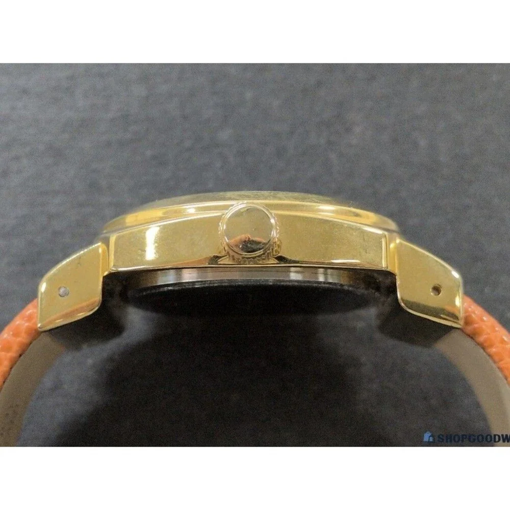 Joan Rivers Orange Gold Toned Wristwatch Adjustable Buckle Band Japan Movement
